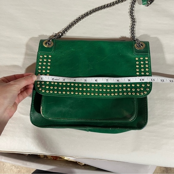 Patricia Nash Discovery Green Studded Merano Leather Shoulder Bag - Picture 14 of 16